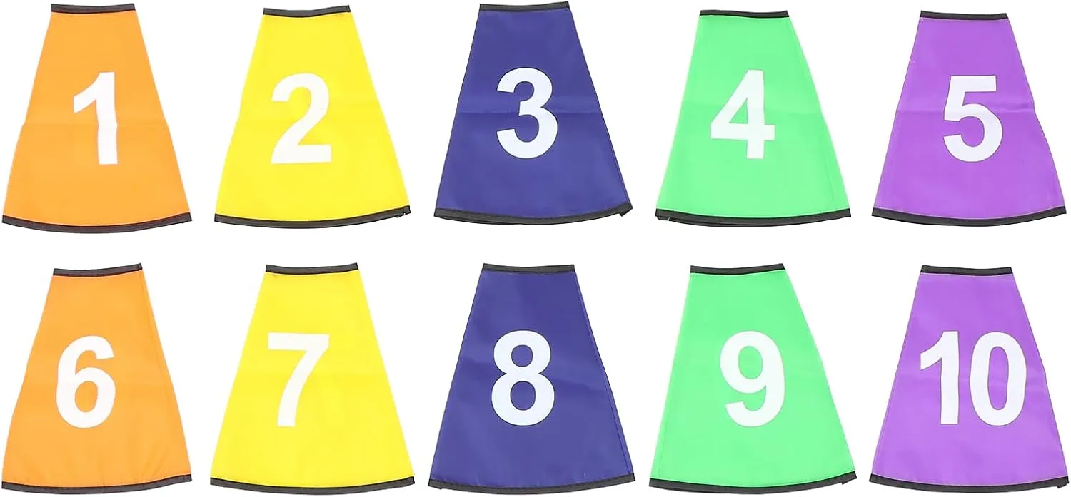 10 Pcs Numbered Cone Covers Sports Cones Covers Soccer Cone Collar Traffic Cones Training Marker Cone Number Cover for Soccer Basketball Football Outdoor Game