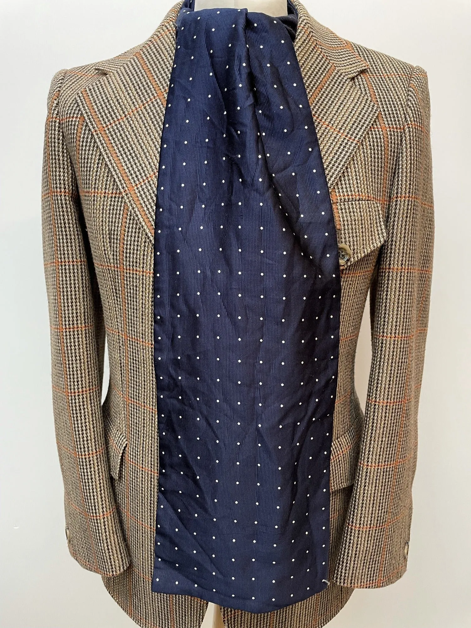1960s Reversible Polka Dot Checked Scarf - One Size