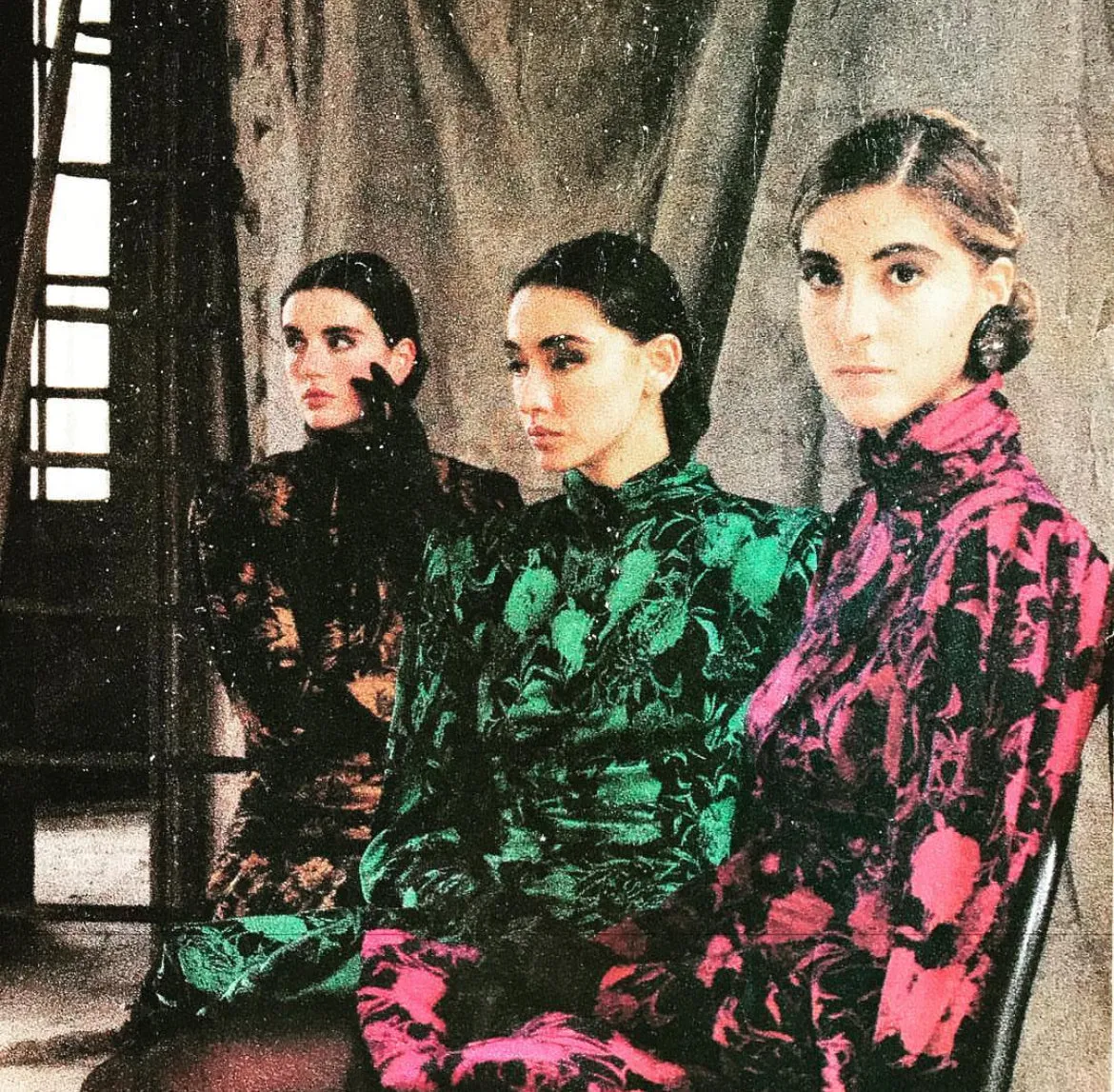1988 Ungaro Documented Silk Gold and Black Floral Dress