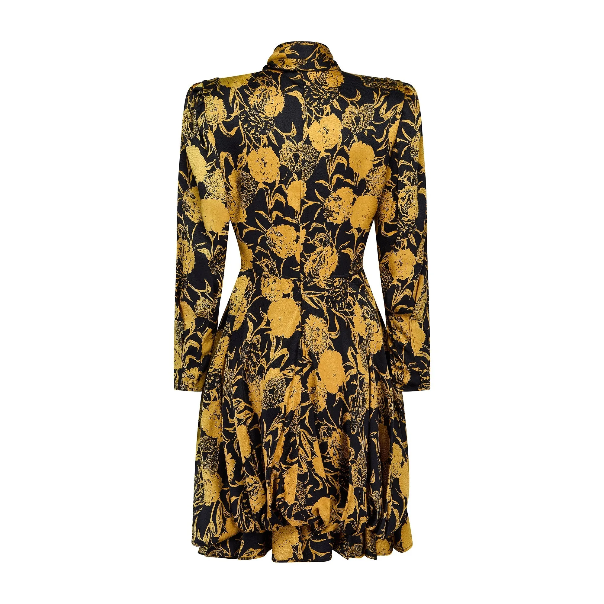 1988 Ungaro Documented Silk Gold and Black Floral Dress