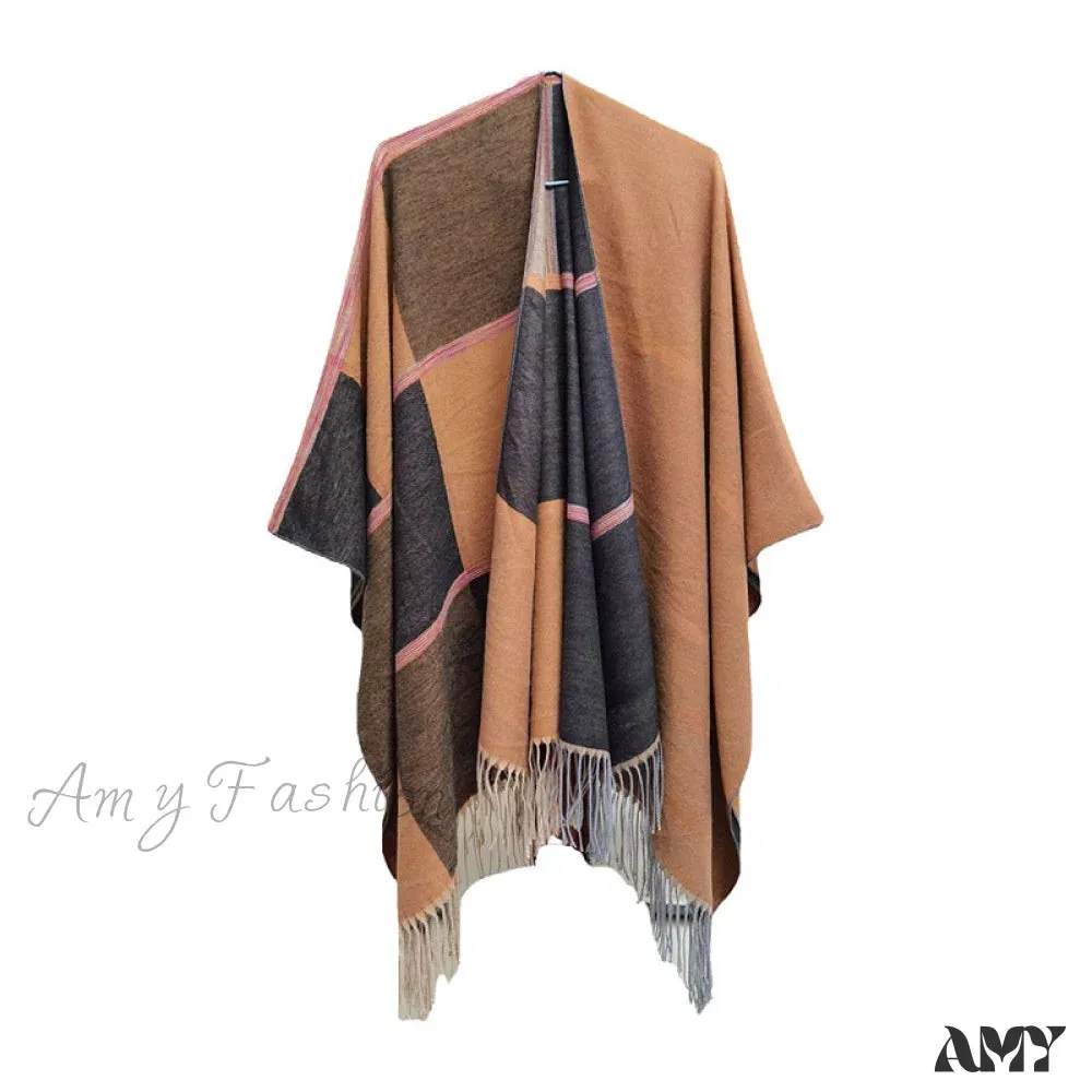 2024 New Women's Split Fuzzy Jacquard Fringe Stylish Soft Comfortable Scarf