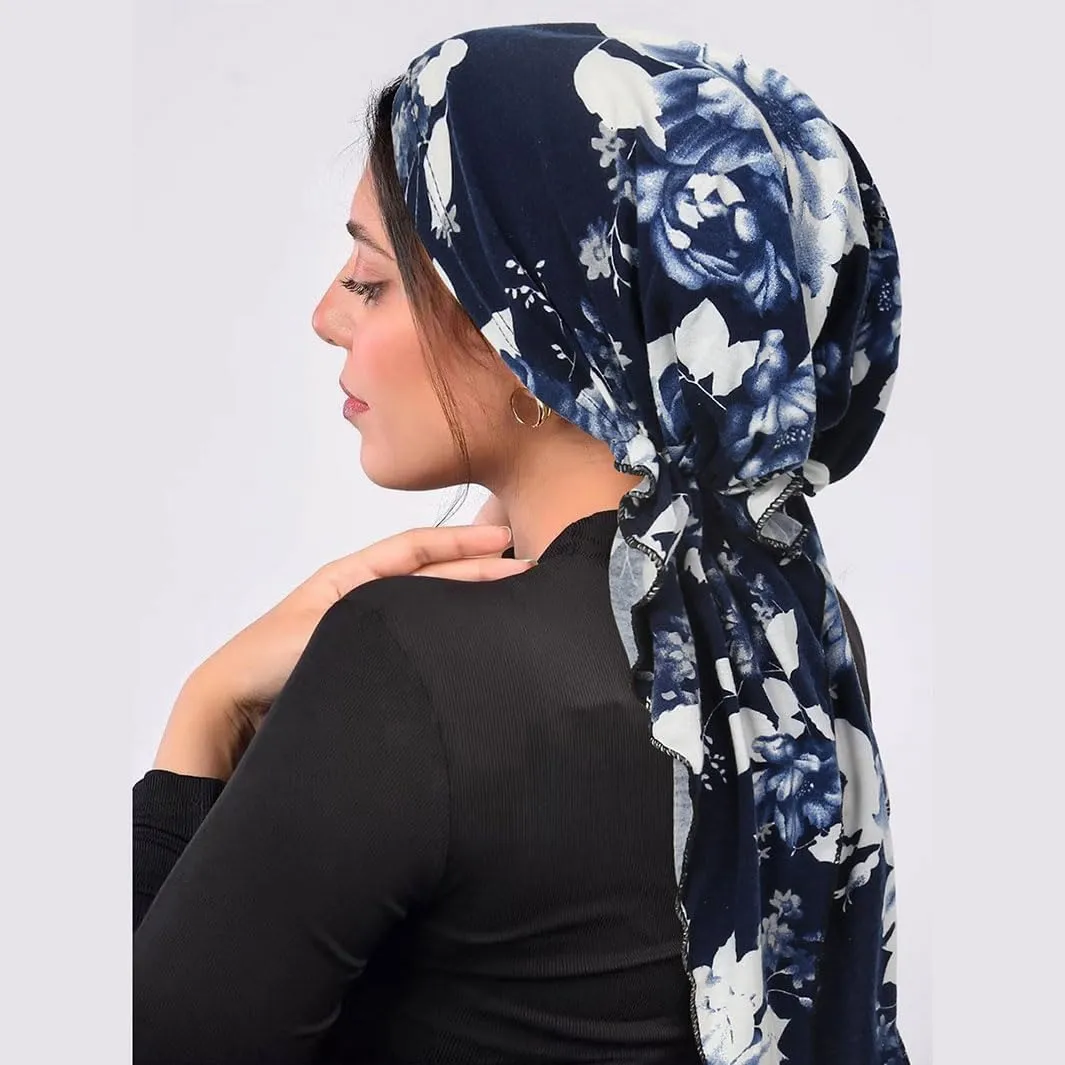 6Pack Chemo Headwear Pre Tied Head Scarf Headwraps Lightweight Turban Beanie Cap for Women