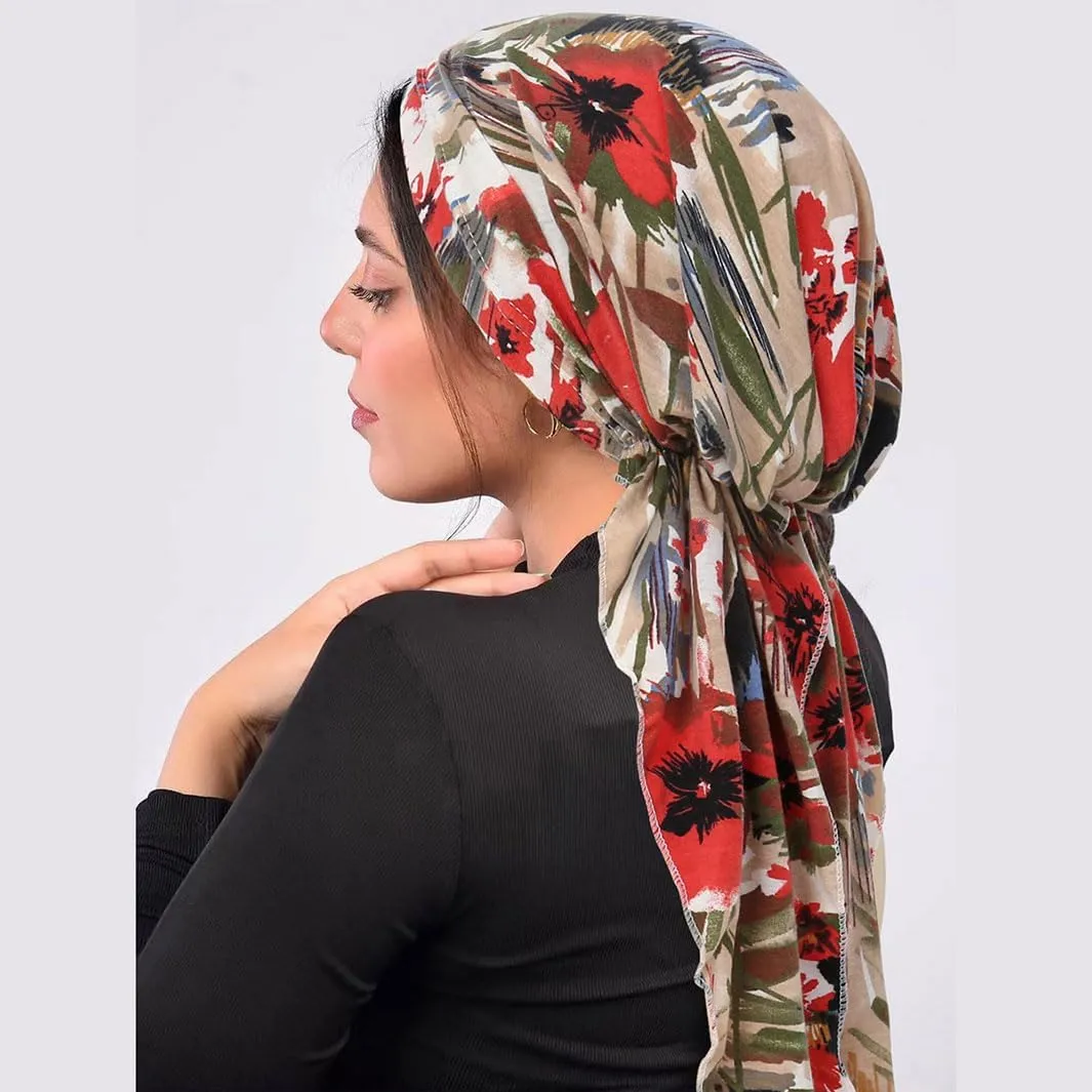 6Pack Chemo Headwear Pre Tied Head Scarf Headwraps Lightweight Turban Beanie Cap for Women