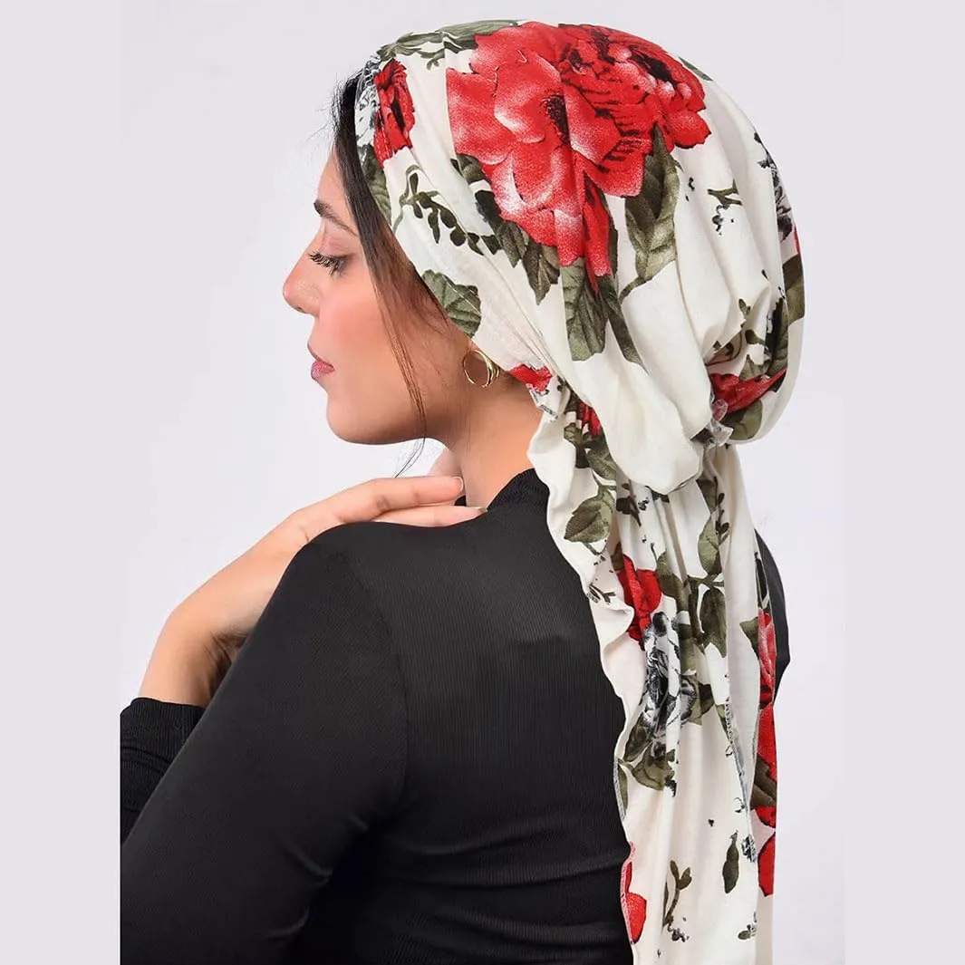 6Pack Chemo Headwear Pre Tied Head Scarf Headwraps Lightweight Turban Beanie Cap for Women