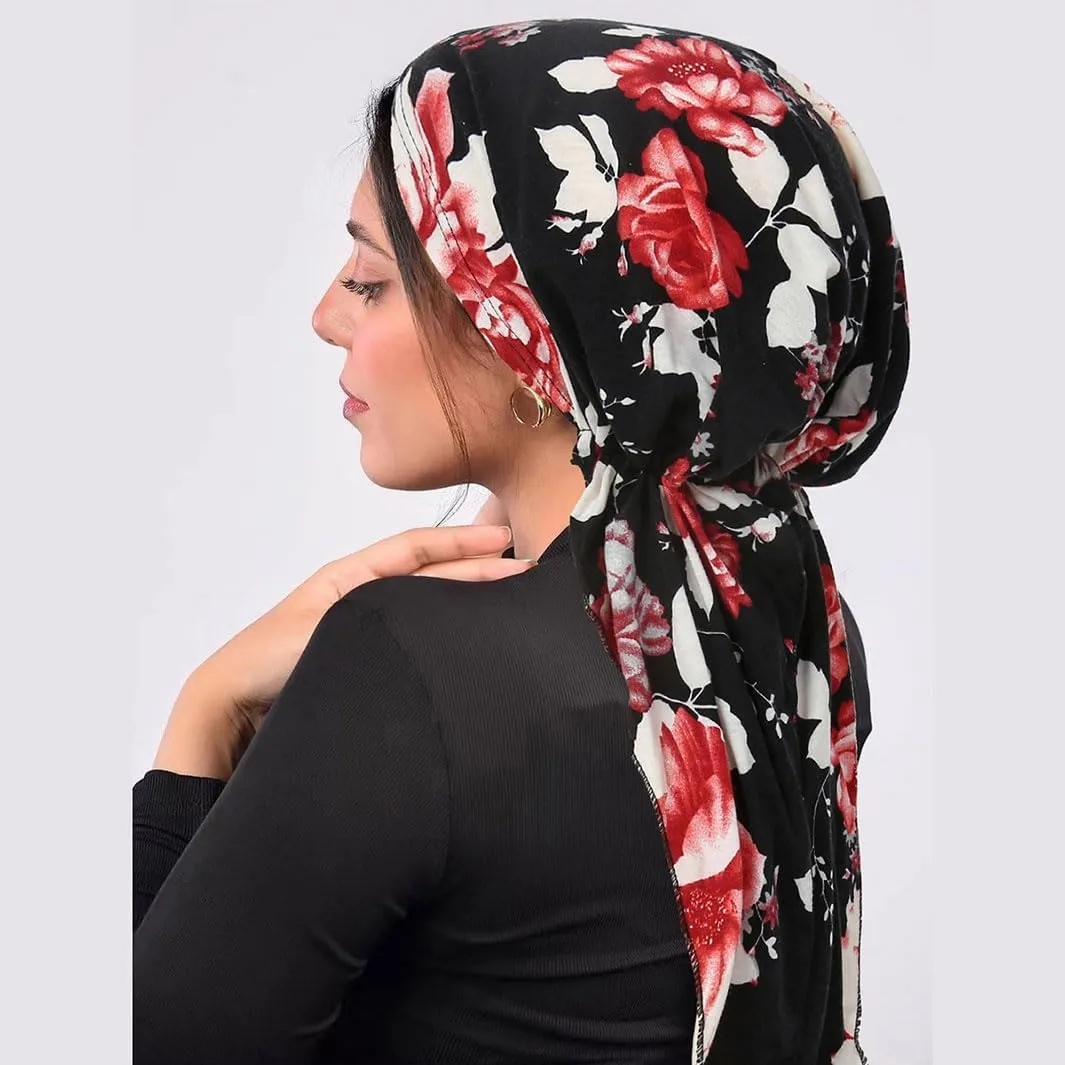 6Pack Chemo Headwear Pre Tied Head Scarf Headwraps Lightweight Turban Beanie Cap for Women