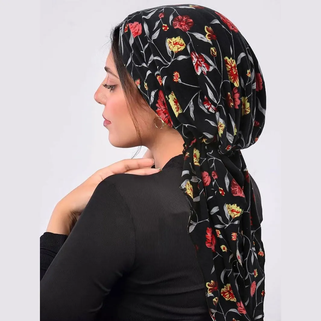 6Pack Chemo Headwear Pre Tied Head Scarf Headwraps Lightweight Turban Beanie Cap for Women