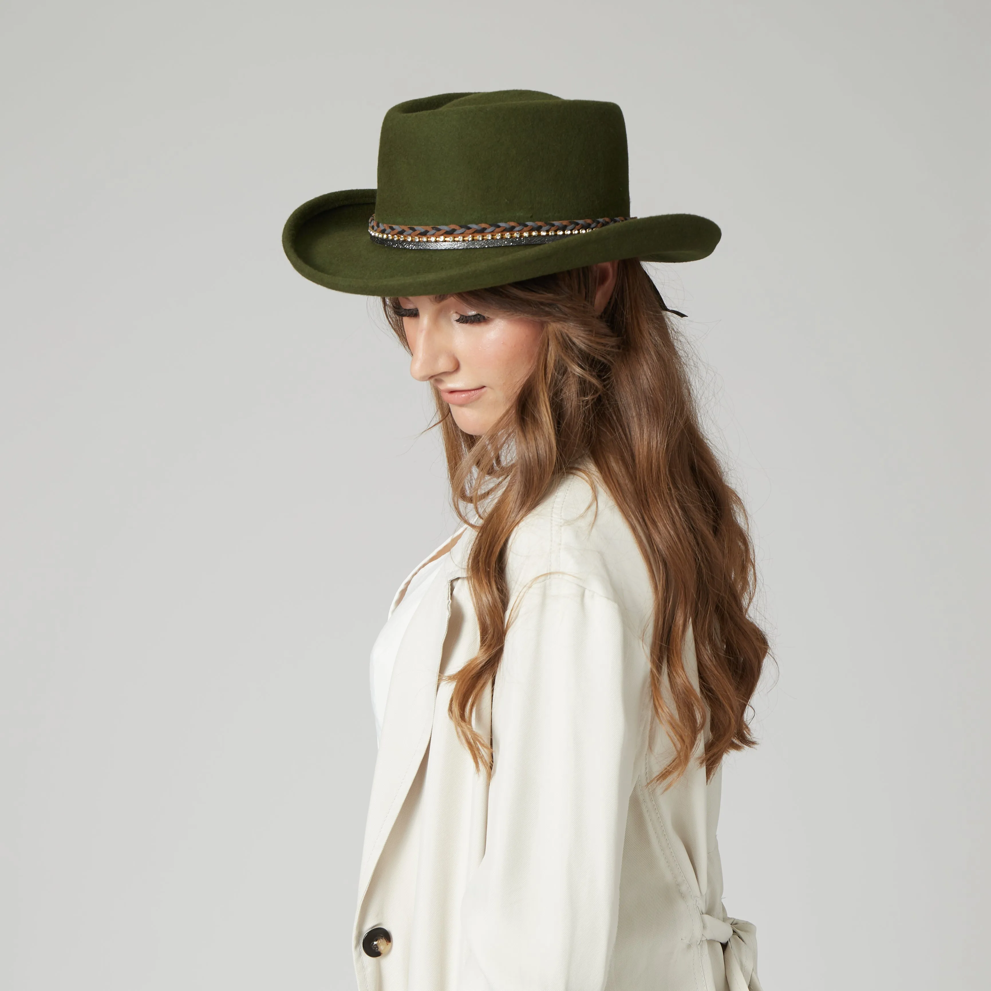 Ain't Me Babe - Women's Gambler With Rhinestone Braided Band