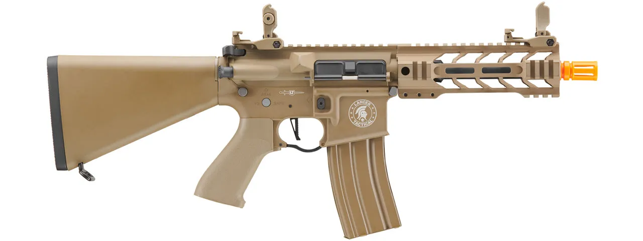 Airsoft Gun Lancer Tactical Proline 7" M-LOK Battle Hawk Airsoft AEG w/ Stubby Stock (Color: Tan)
