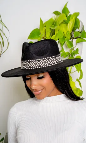 Black Abstract Band Fedora Hat
