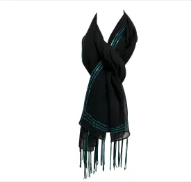 Black & Silver Sheer Sequin Long Scarf Evening Fashion Stole Wrap Shawl JK353