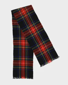 Black Tartan Checked Fringed Scarf