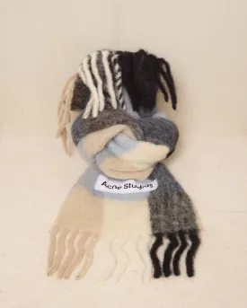 Blue Mohair Checked Scarf