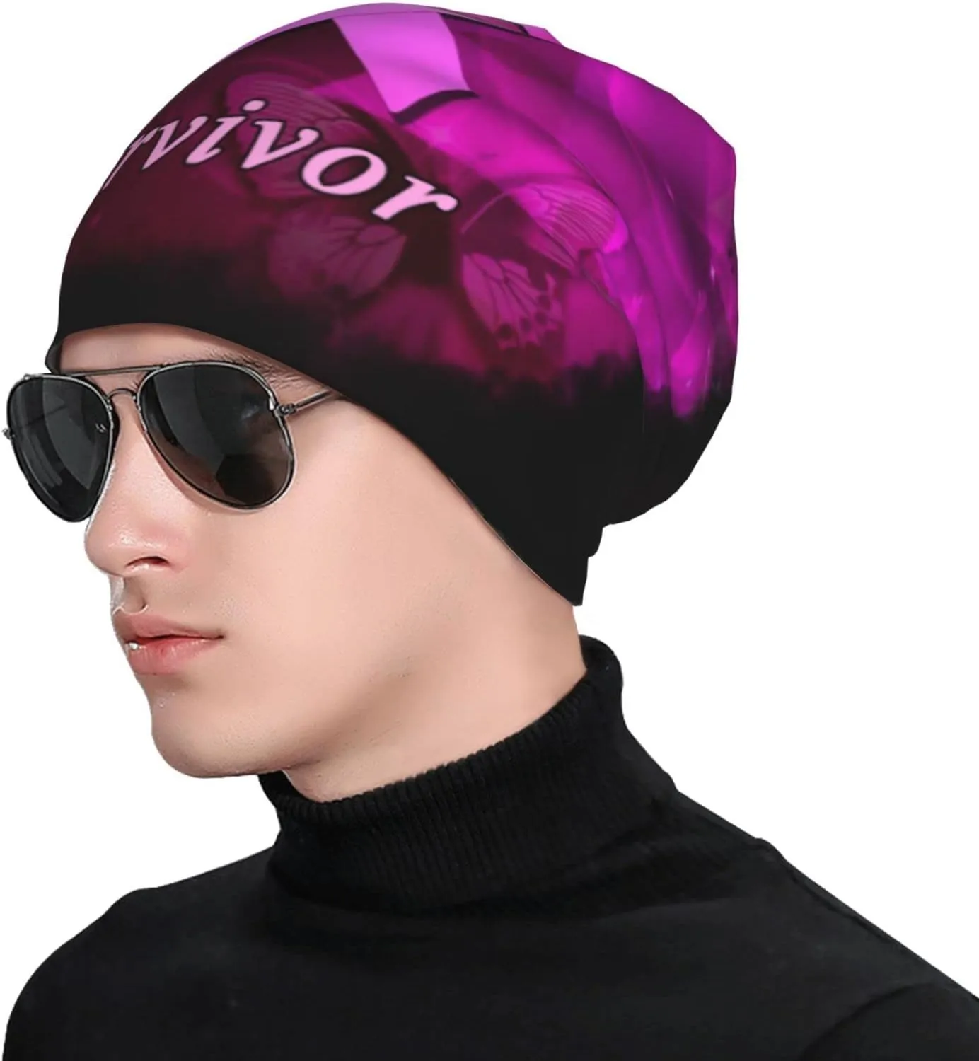 Butterfly Pattern Beanie Chemo Hat Cancer Headwear Knitted Hats Baggy Slouchy Scarf Cap for Adults Women Men