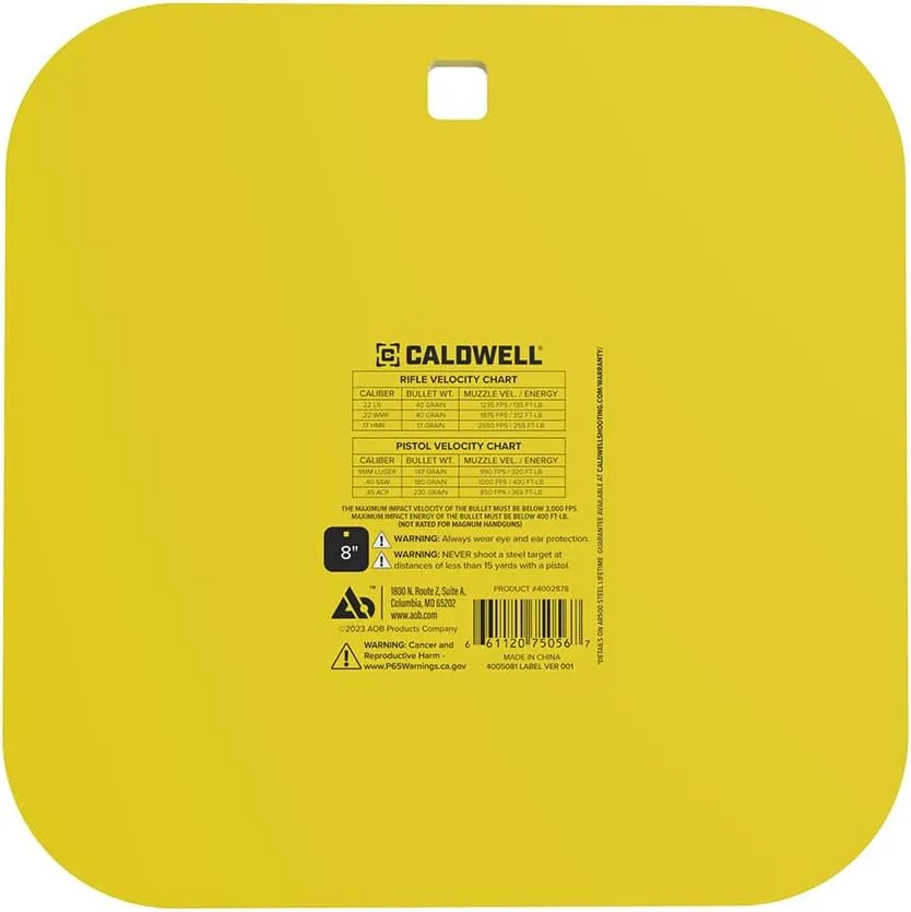 Caldwell AR500 1/4" Rimfire/Handgun Steel Target with Durable Steel Construction for Target Practice, Shooting, Shooting Sports