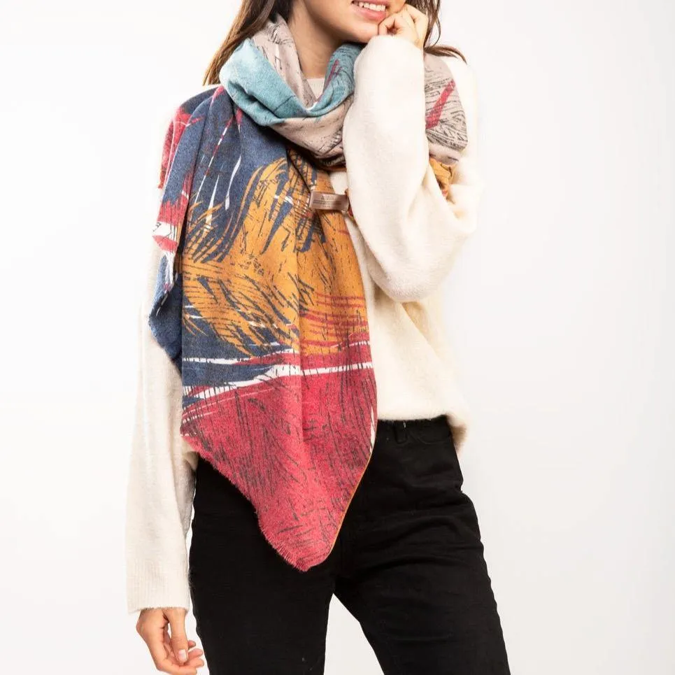 CASHMERE FEATHER PRINT SCARF