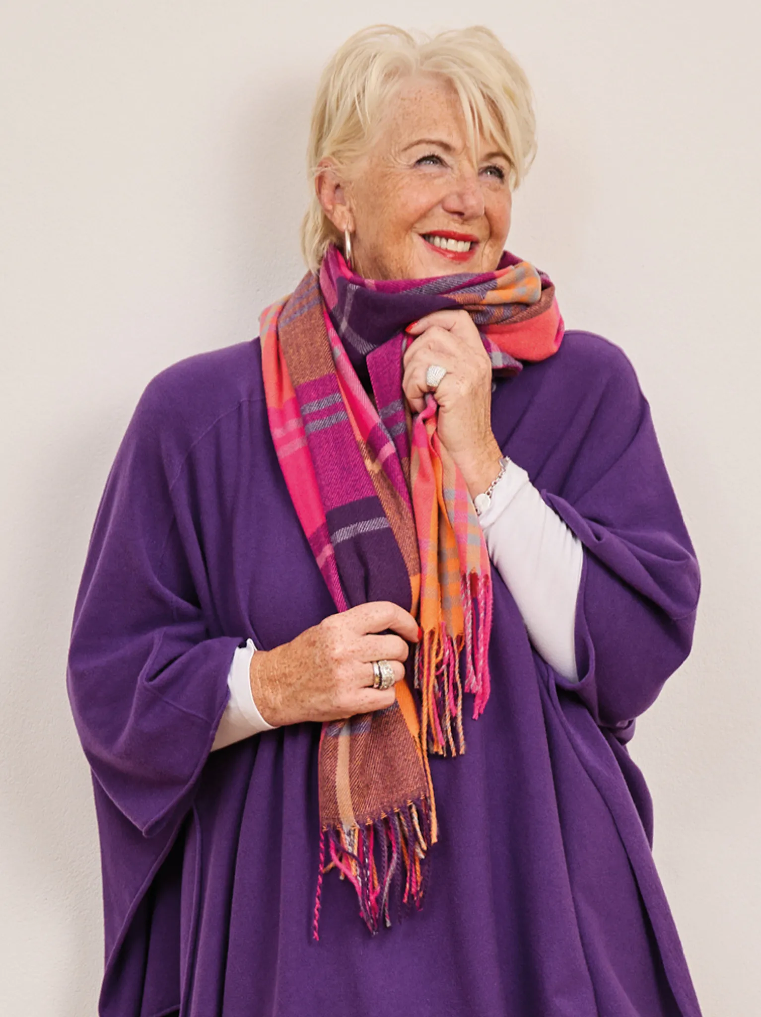 Checked Fringe Winter Scarf - Multi