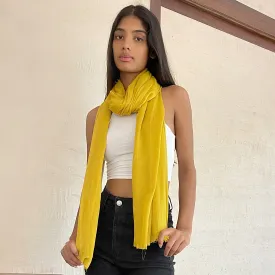 CONTEMPORARY SOLID YELLOW SOFT POLYESTER SCARF