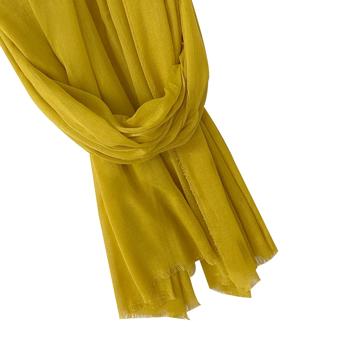 CONTEMPORARY SOLID YELLOW SOFT POLYESTER SCARF