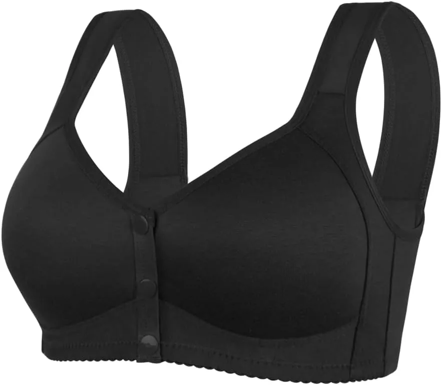 Daisy Bras for Women No Underwire Front Closure Comfort Senior Wireless Snap Closing Bra