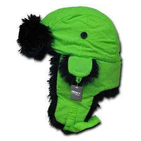 Decky 778 Neon Faux Fur Bomber Aviator Hats Ear Flat Trooper Trapper Caps