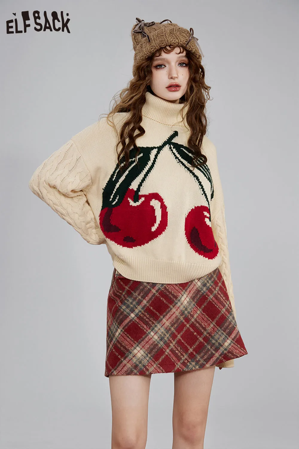 ELFSACK Christmas Y2K 2000s Gyaru Mini Skirt Women 2023 Winter Korean Fashion Bottom