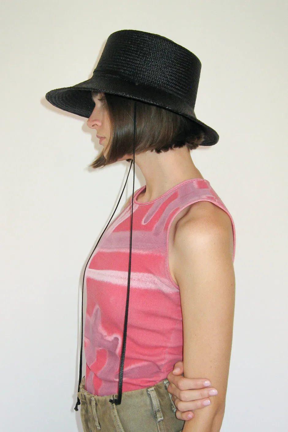 Gambler Hat in Black Straw