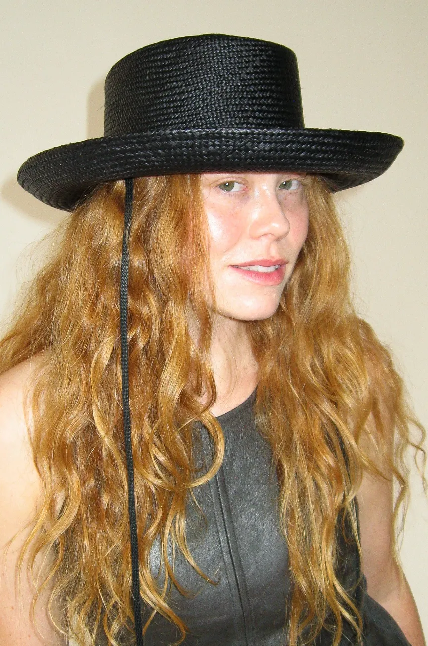 Gambler Hat in Black Straw
