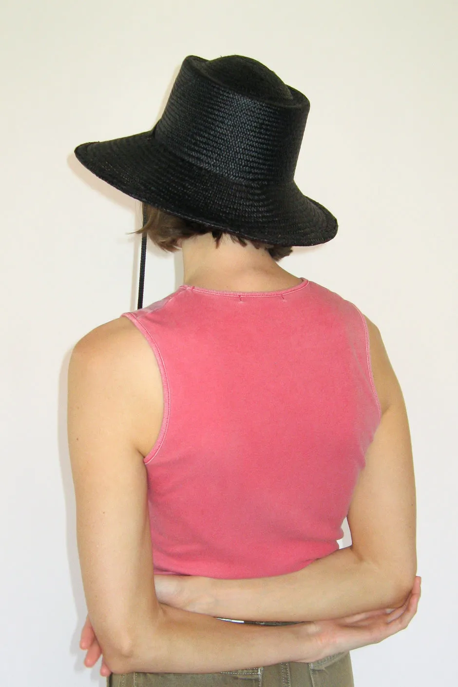 Gambler Hat in Black Straw