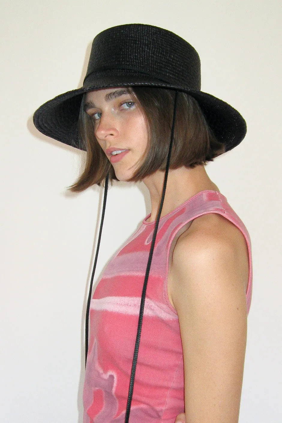 Gambler Hat in Black Straw