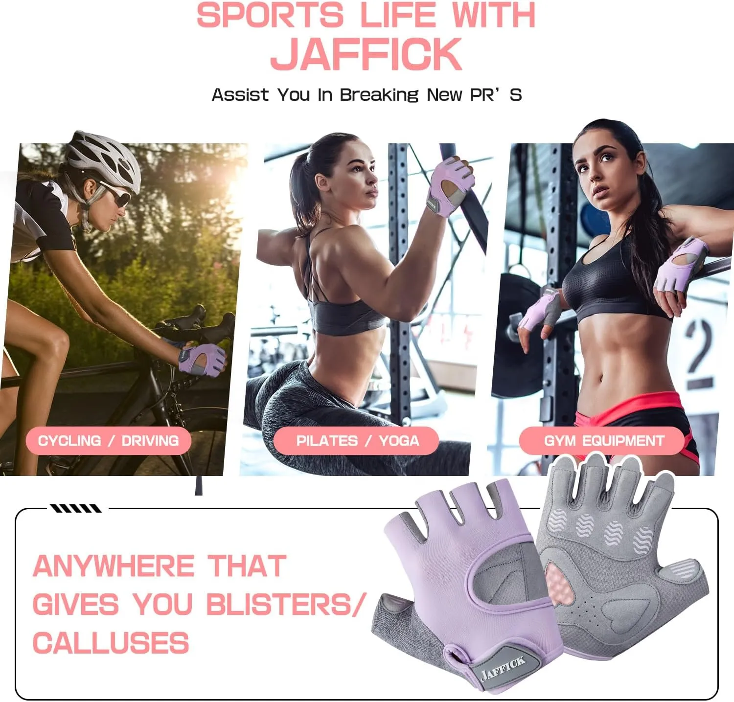 Jaffick Workout Gloves for Women Lightweight | Breathable Fitness Gloves with Non-Slip Grip for Gym, Weightlifting, Cycling and Training