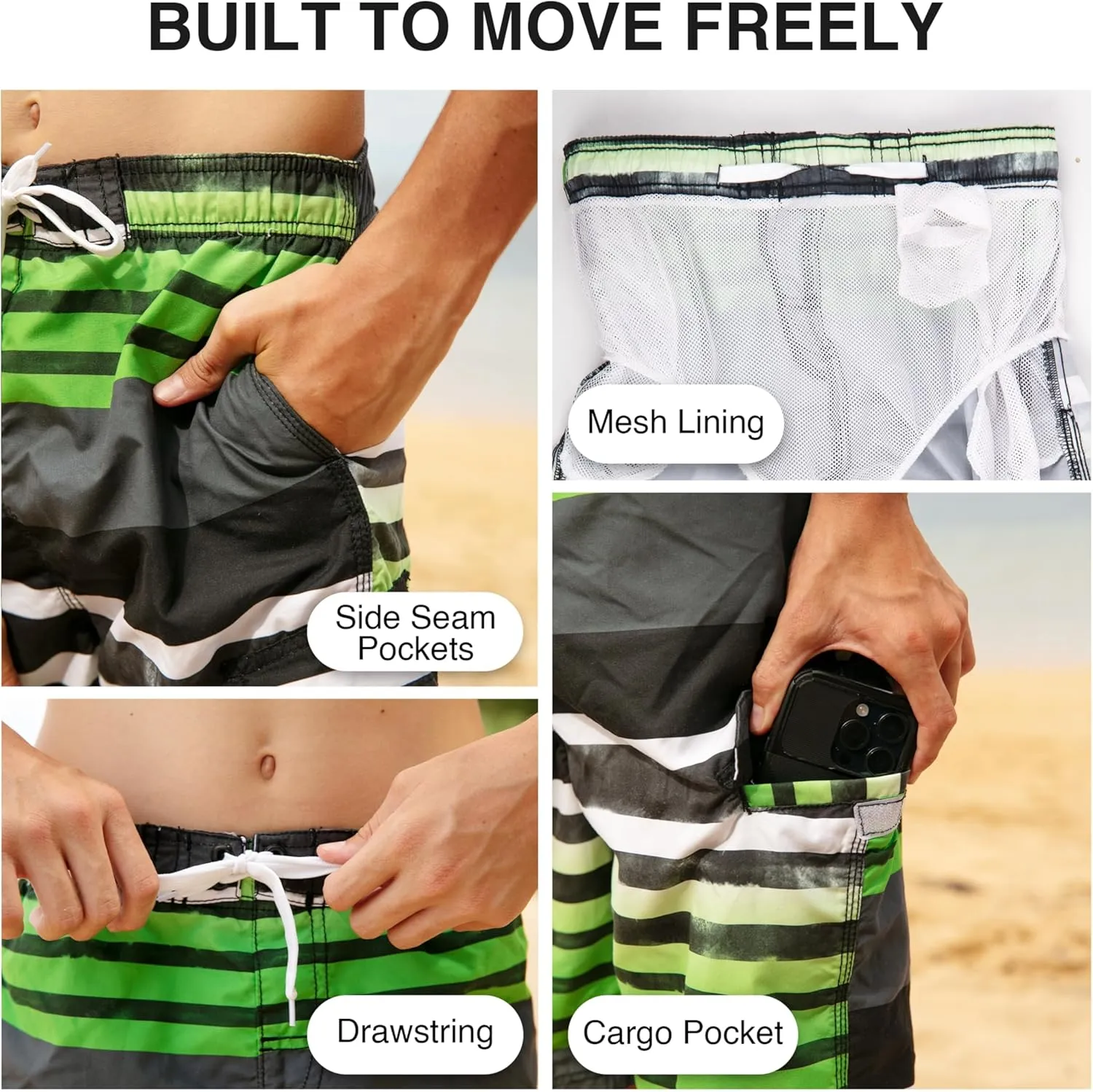 Kanu Surf Boys' Reflection Quick Dry UPF 50  Beach Swim Trunk