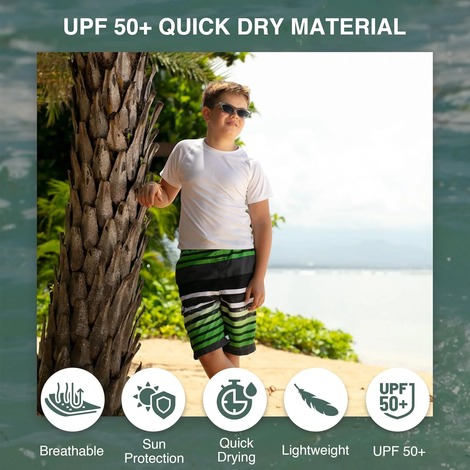Kanu Surf Boys' Reflection Quick Dry UPF 50  Beach Swim Trunk