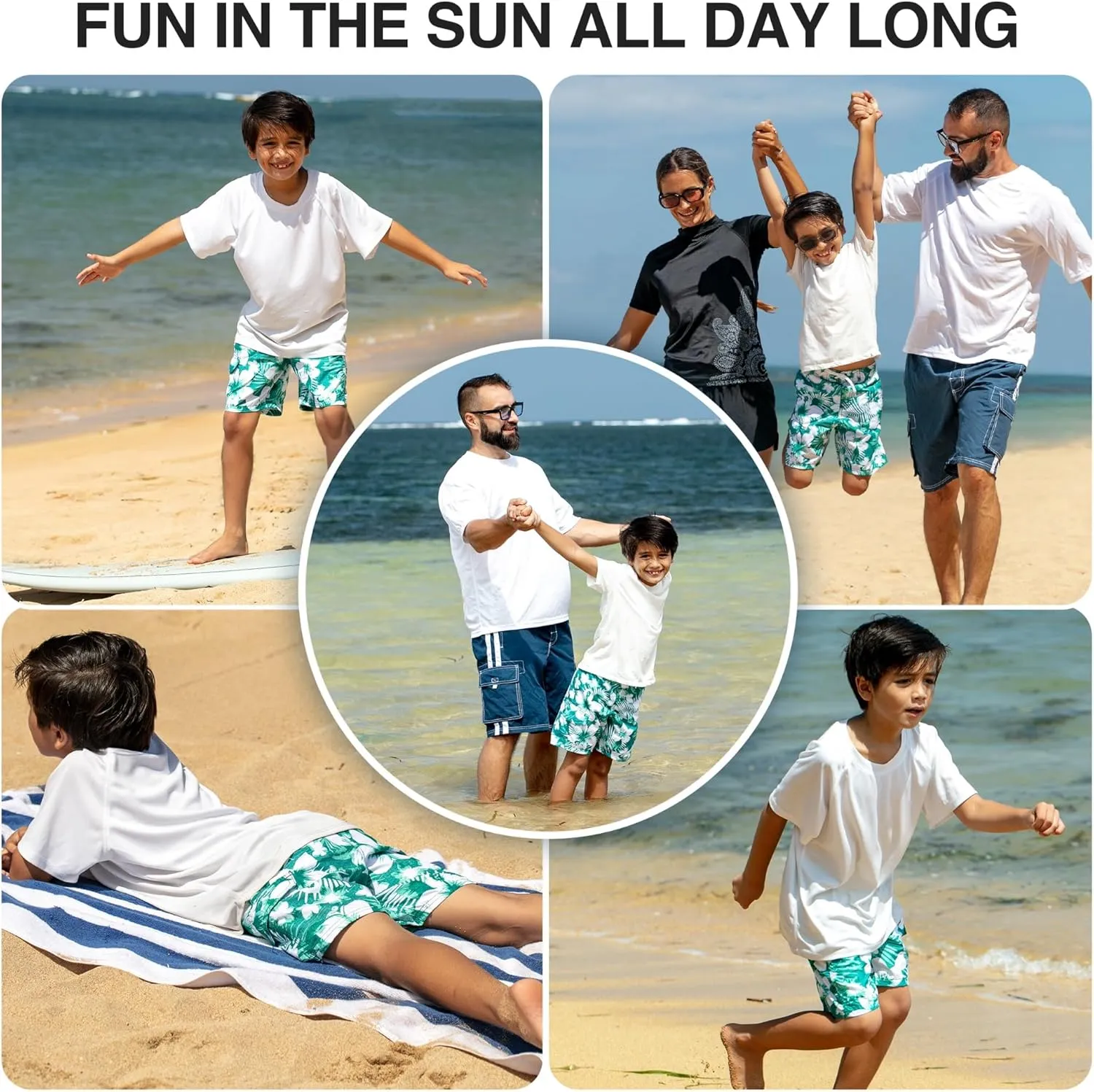 Kanu Surf Line Up Boys Swim Trunks with UPF 50  Sun Protection - Quick Dry Boys Swimsuit