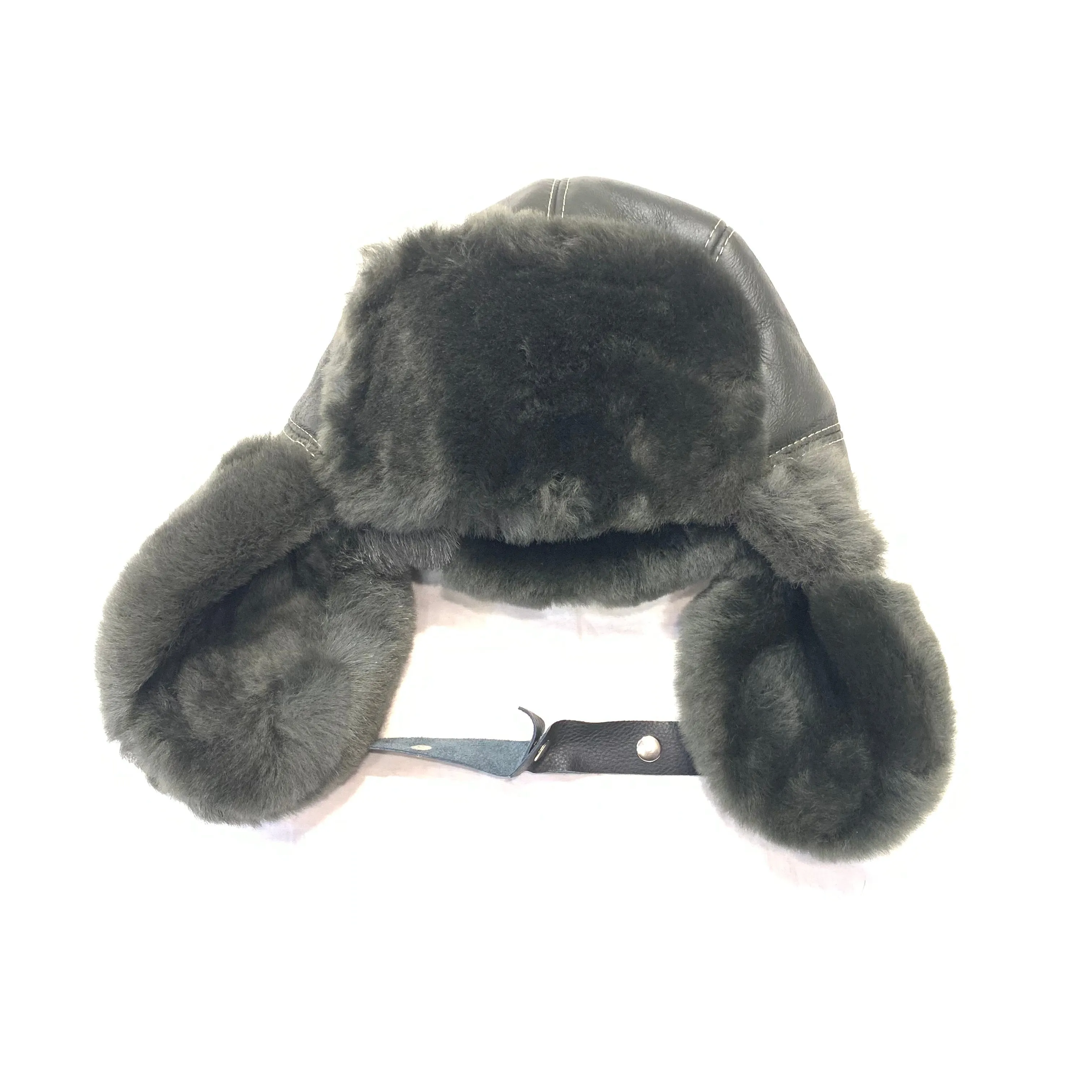 Kashani Olive Green Shearling Aviator Hat