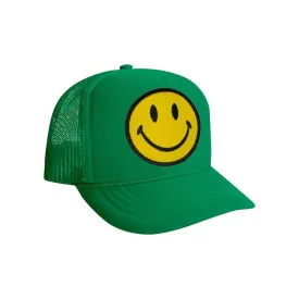 Kids Smiley Vintage Foam Trucker Hat (Kelly Green)