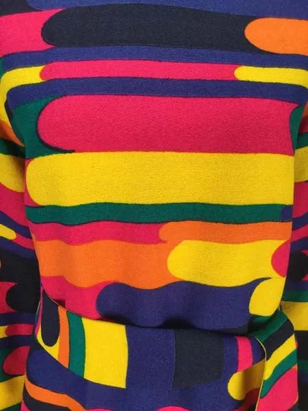 Late 60s Bill Blass Multicolored Woven Wool Long Sleeve Mini Dress
