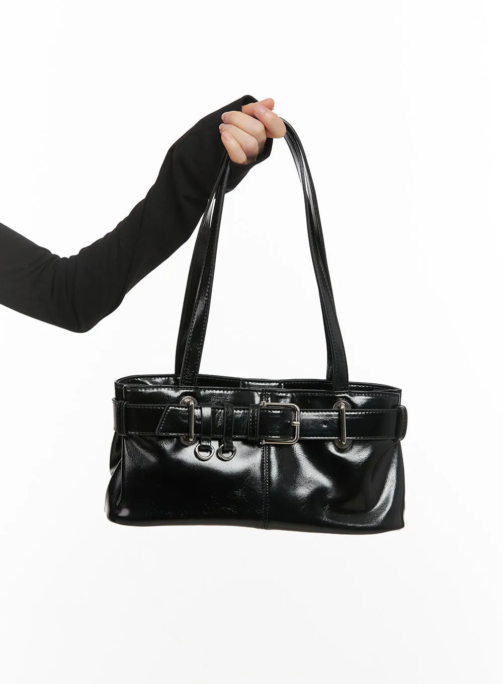 Leather Buckle-Belt Shoulder Bag CJ502