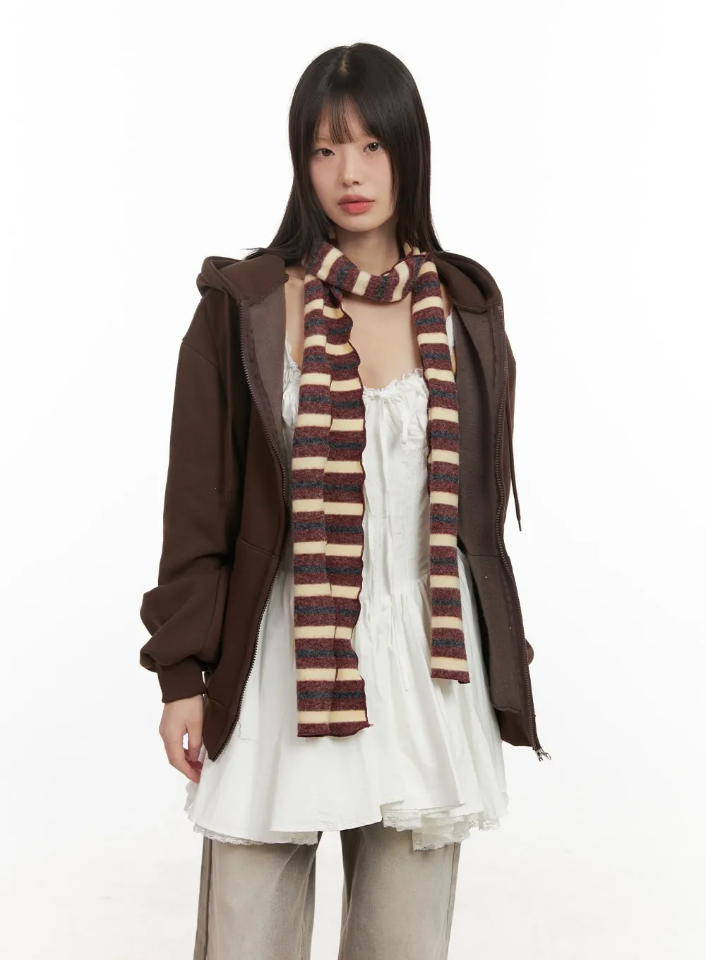 Lettuce Hem Striped Scarf CD426