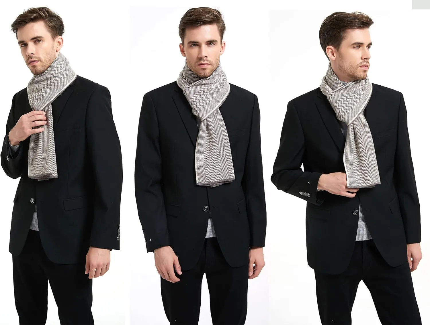 Men Winter Cashmere Scarf Wool Soft Warm Knitted Casual Scarves for Men