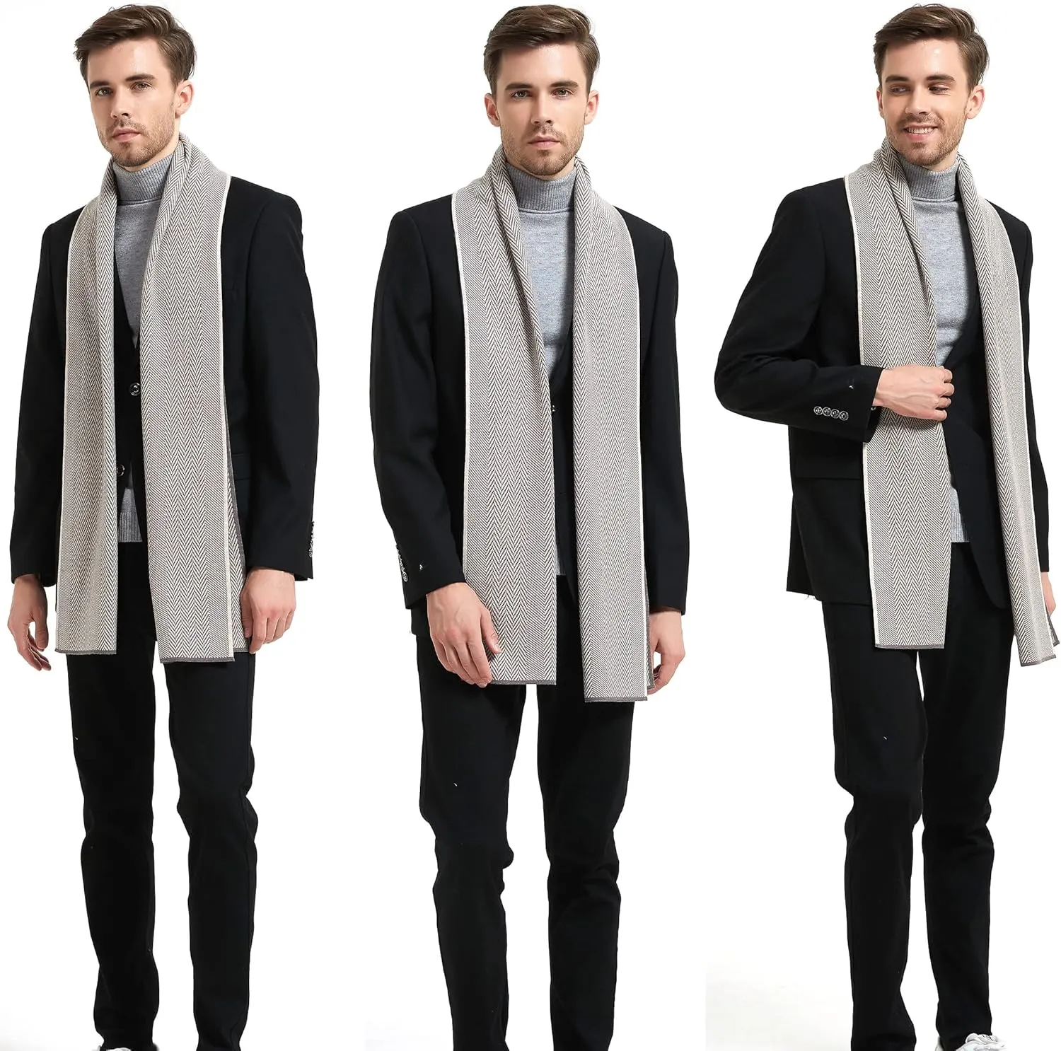Men Winter Cashmere Scarf Wool Soft Warm Knitted Casual Scarves for Men