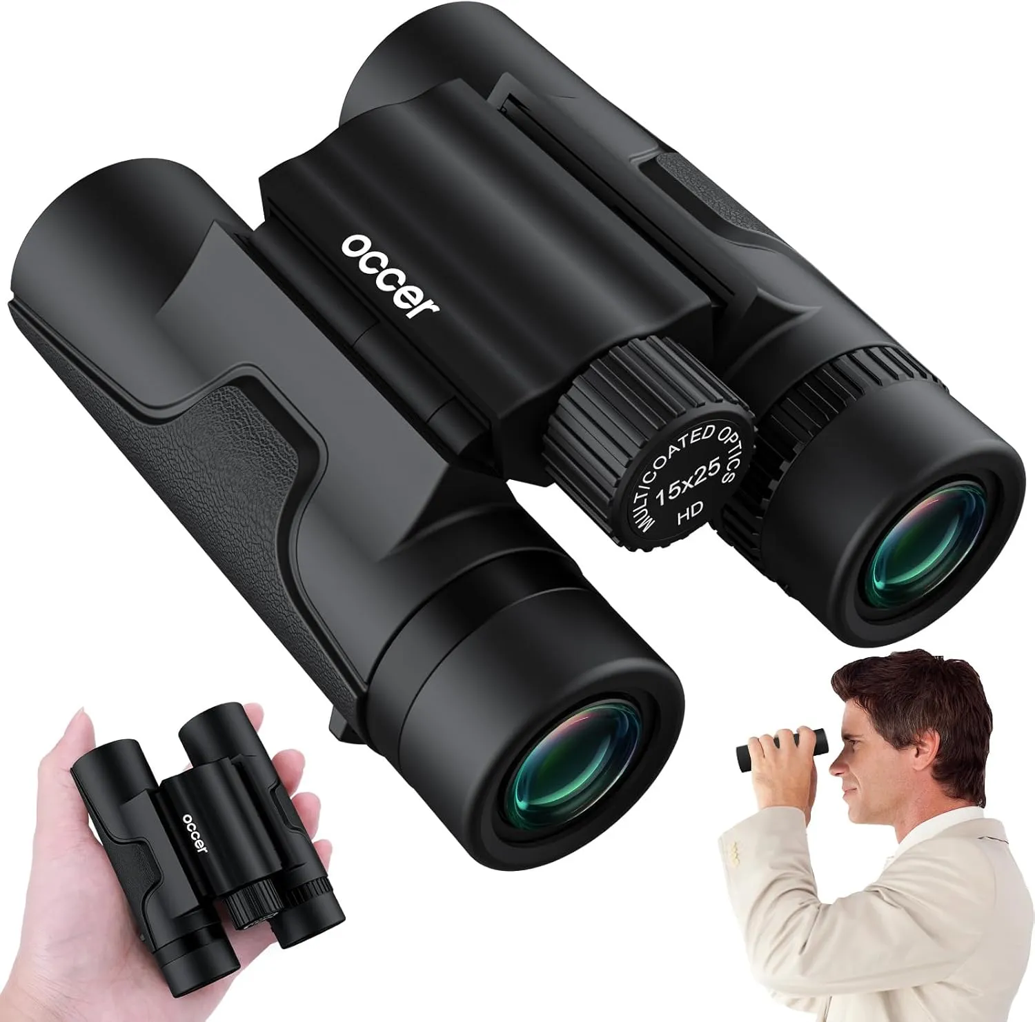 occer 15x25 Compact Binoculars for Adults Kids - High Powered Binoculars with Clear Vision - Small Binocular for Bird Watching Cruise Travel Nature Walk Concert Stargazing Outdoor Events Hunting