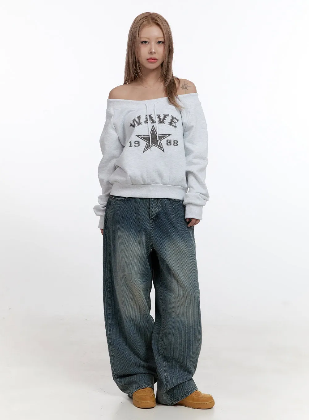 Off-Shoulder Loose Fit Hoodie CN422