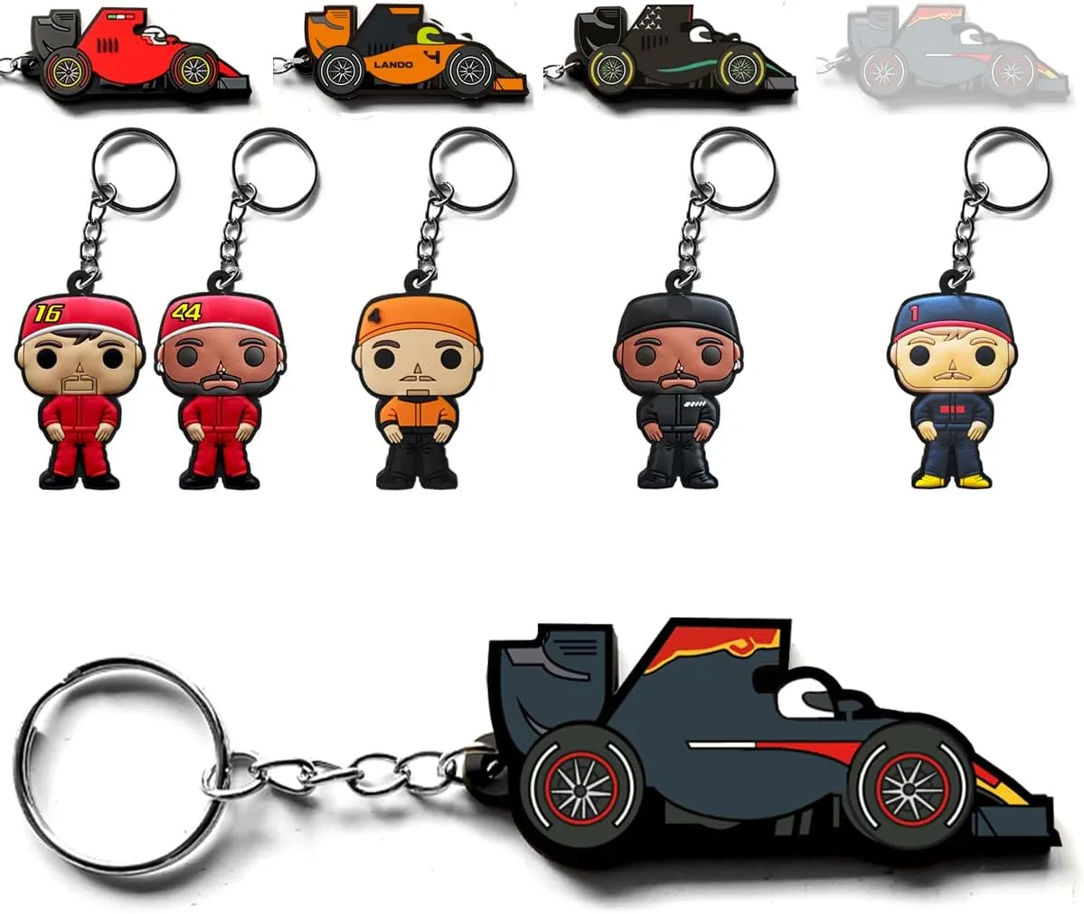 Racing Driver Car Key Chain Keychain Auto Tire Compatible with Formula One F1 Team Fan Gift Accessory