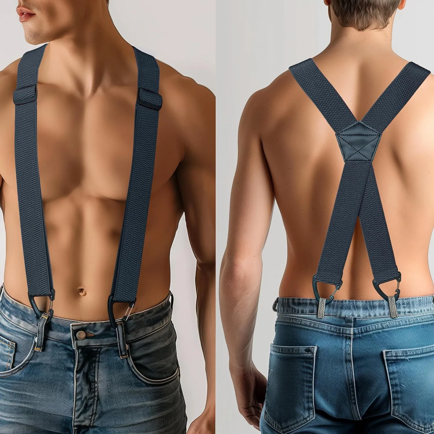RBOCOTT Mens Hidden Suspender Under Clothes with 4 Snap Loop(3.8cm wide)