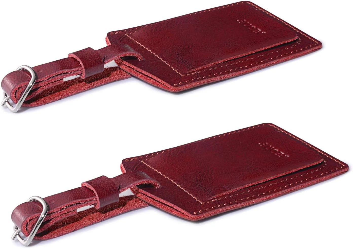 S-ZONE Leather Luggage Baggage Tags ID Label for Suitcases Backpack 2 Pieces Set