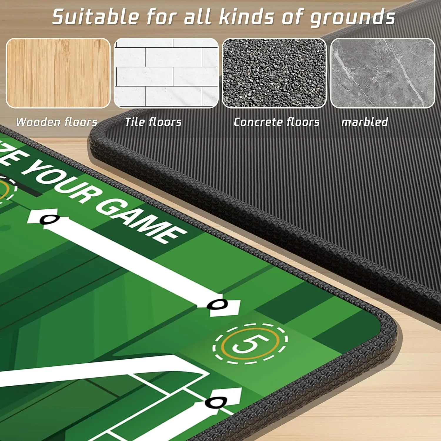 Soccer Training Mat with Silent Shock Absorption and Non-Slip Base for Footwork Training and Ball Mastery(Belt Version)