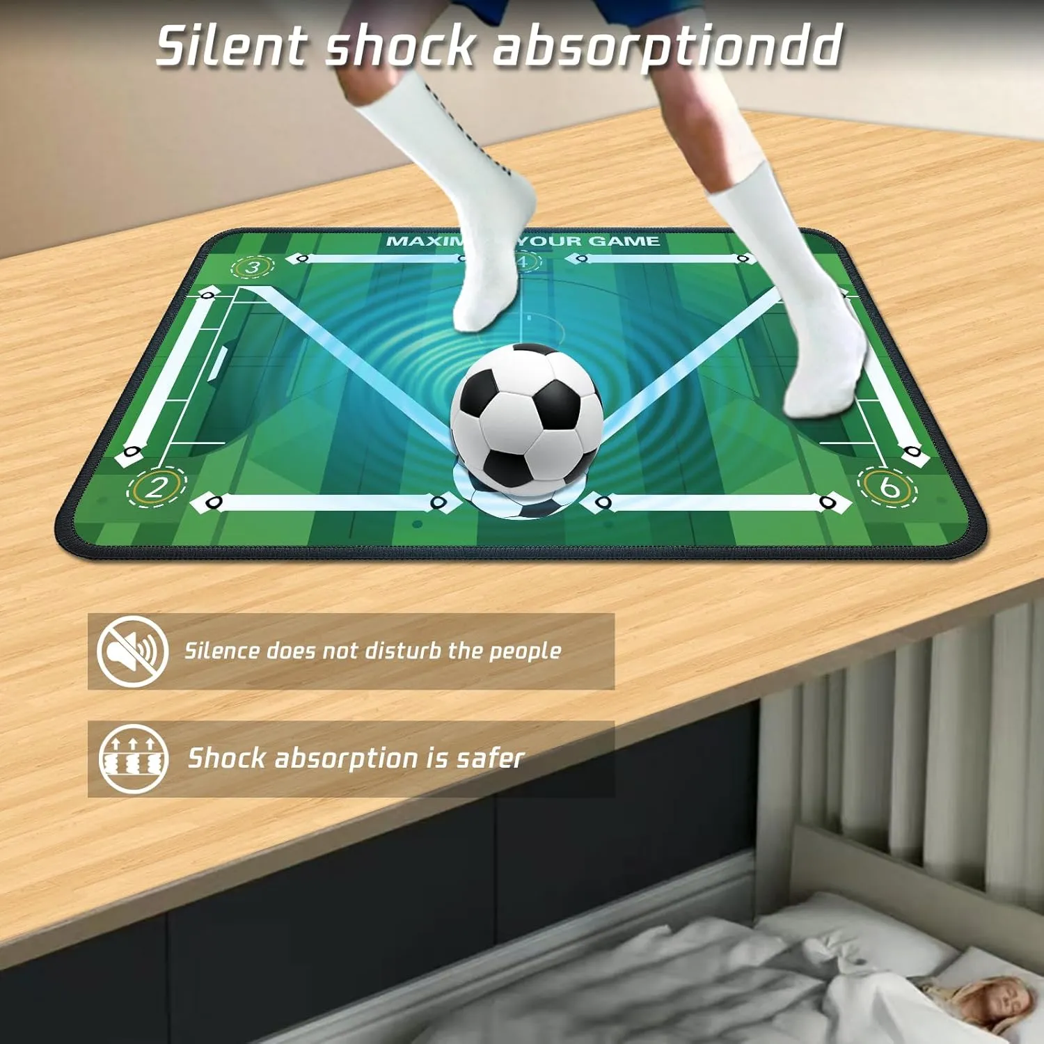 Soccer Training Mat with Silent Shock Absorption and Non-Slip Base for Footwork Training and Ball Mastery(Belt Version)