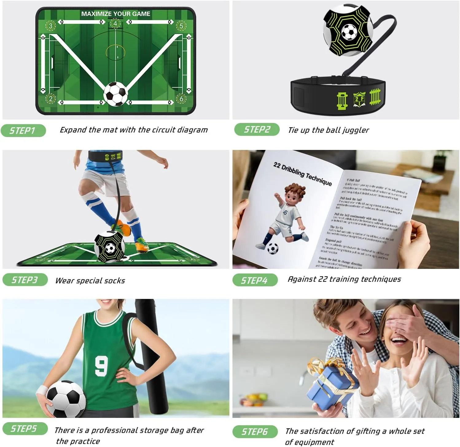 Soccer Training Mat with Silent Shock Absorption and Non-Slip Base for Footwork Training and Ball Mastery(Belt Version)