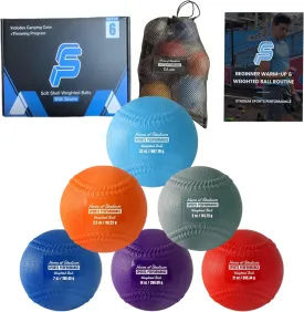 Soft Shell Weighted Balls with Seams | 3.5oz, 5oz, 7oz, 14oz, 21oz, 32oz| Pitching & Velocity Training for Baseball | Throwing Program & Carry Bag Included