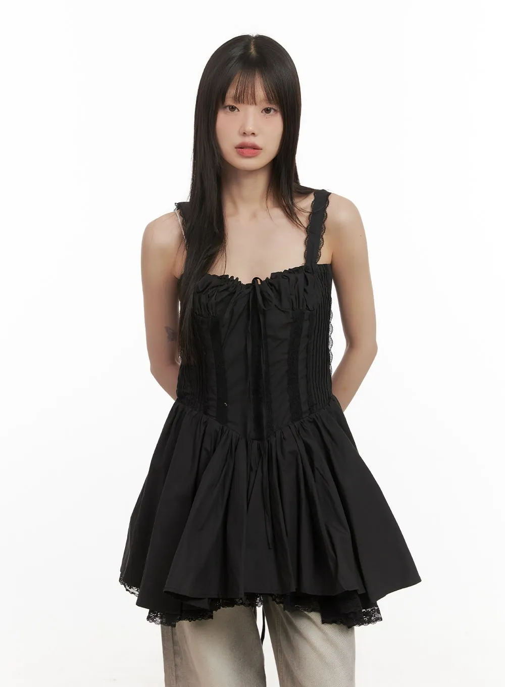 Sweetheart Lace-Up Mini Dress CD426